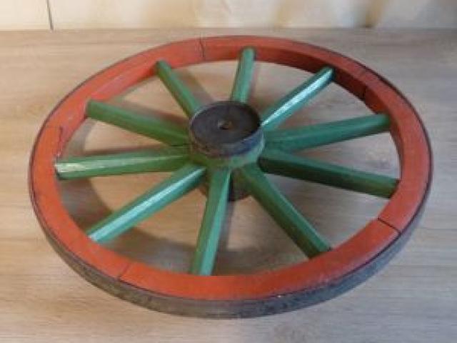 Altes Wagenrad, Durchmesser: ca. 49,5 cm, Speichenrad, Holzrad, Holzreifen, Rad, Retro, Vintage - 1